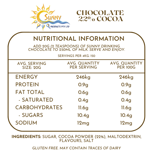 Sunny 22% Drinking Chocolate 4kg