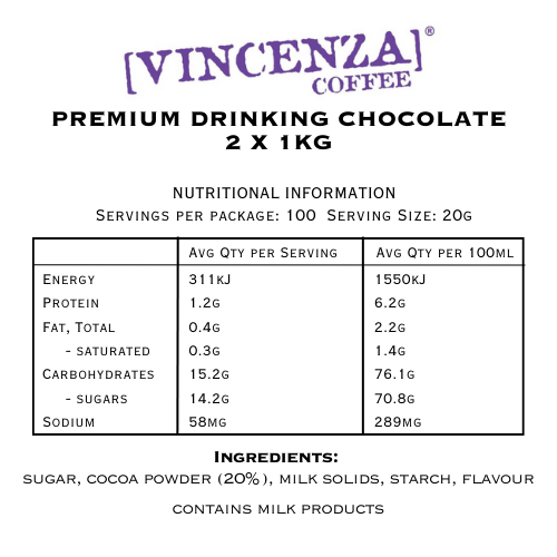 Vincenza Premium Drinking Chocolate 2kg